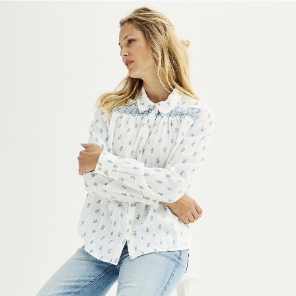 NWT Women's Sonoma Goods for Life Femme Button Through Shirt, Size: XL, Natural